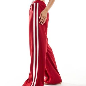 4th & Reckless Red Wide-Leg Track Pants Bold Stripe Athleisure